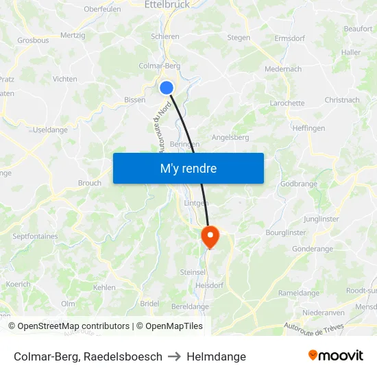 Colmar-Berg, Raedelsboesch to Helmdange map