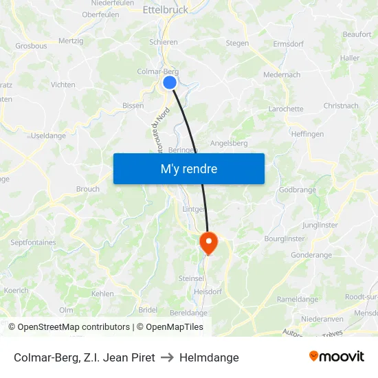 Colmar-Berg, Z.I. Jean Piret to Helmdange map