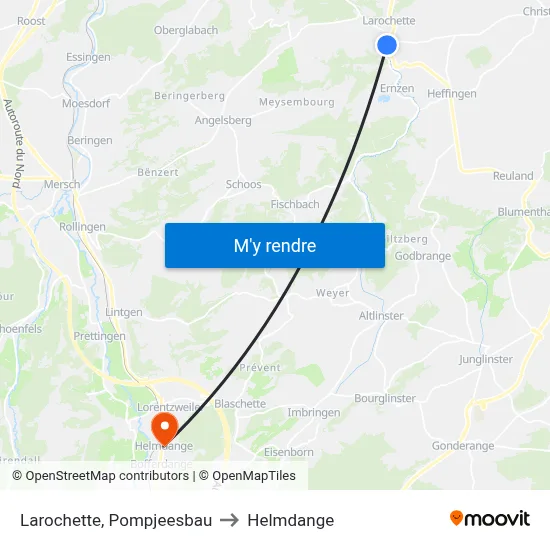 Larochette, Pompjeesbau to Helmdange map