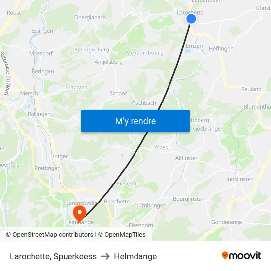 Larochette, Spuerkeess to Helmdange map