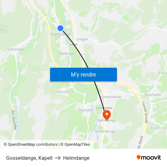 Gosseldange, Kapell to Helmdange map