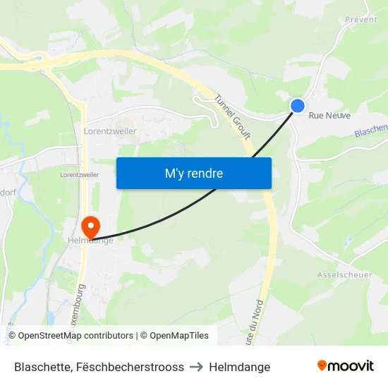 Blaschette, Fëschbecherstrooss to Helmdange map