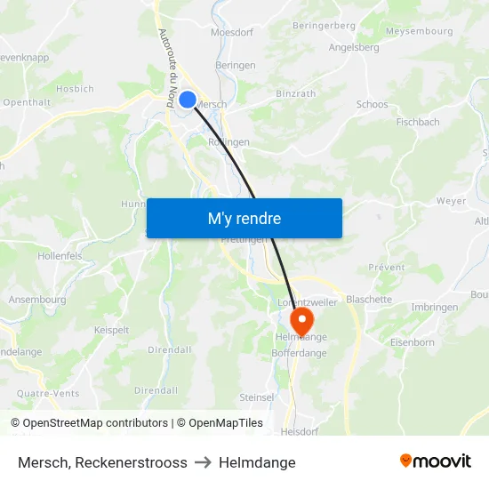 Mersch, Reckenerstrooss to Helmdange map