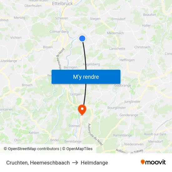 Cruchten, Heemeschbaach to Helmdange map