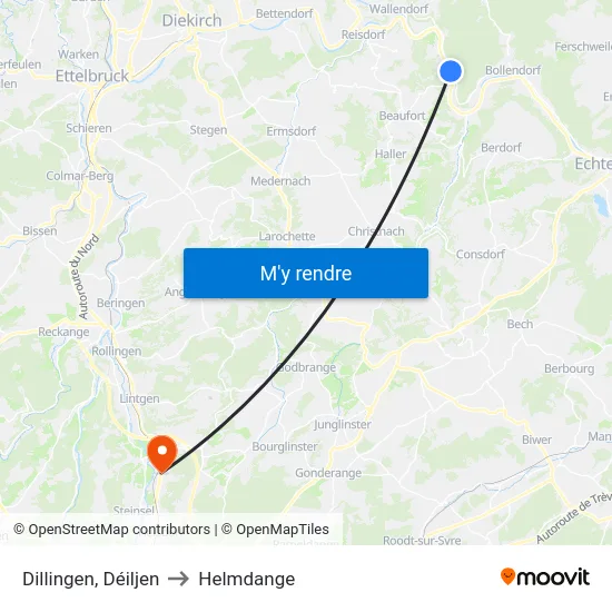 Dillingen, Déiljen to Helmdange map