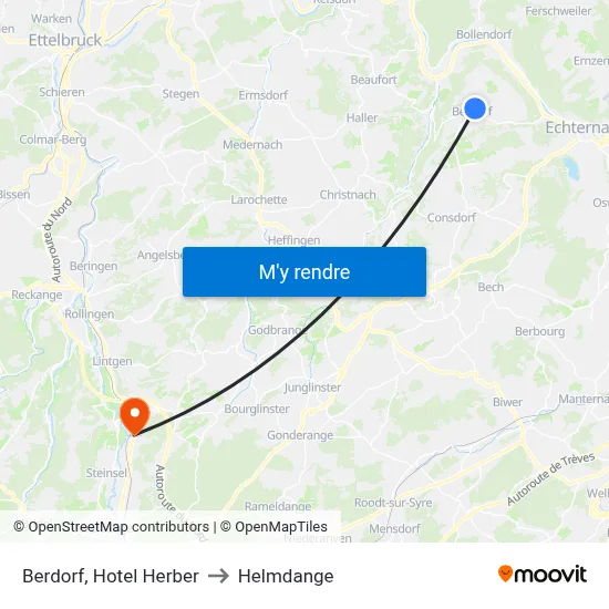 Berdorf, Hotel Herber to Helmdange map