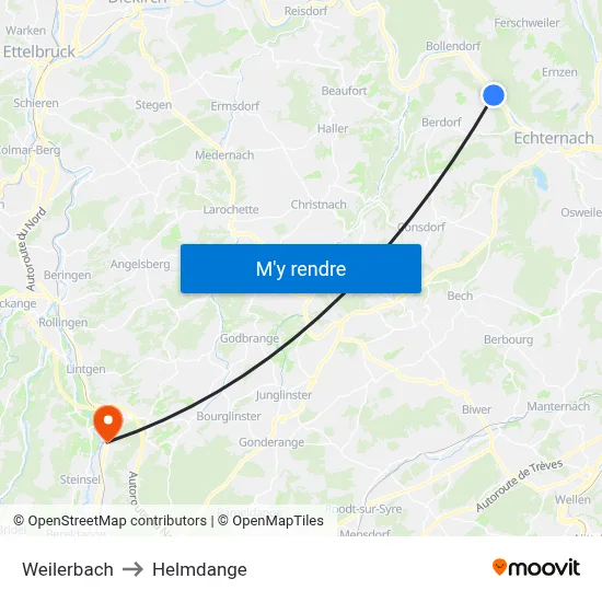 Weilerbach to Helmdange map