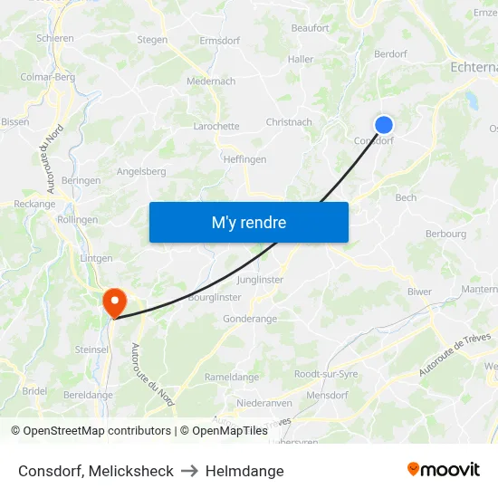 Consdorf, Melicksheck to Helmdange map