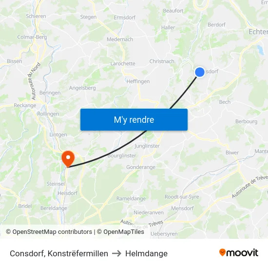 Consdorf, Konstrëfermillen to Helmdange map