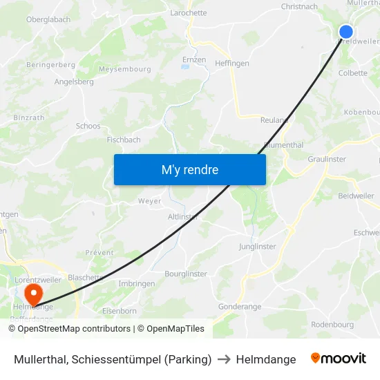 Mullerthal, Schiessentümpel (Parking) to Helmdange map