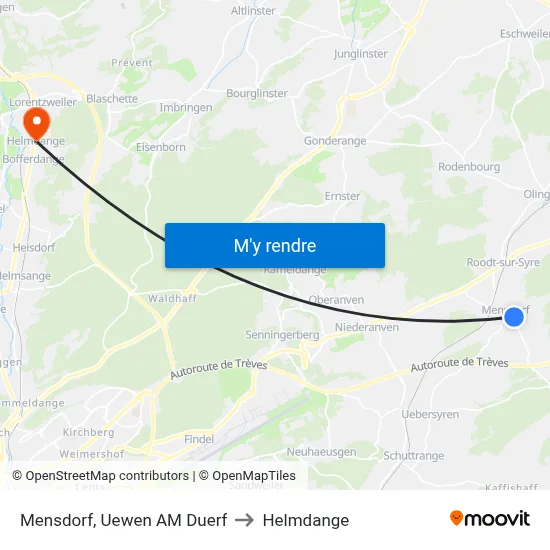 Mensdorf, Uewen AM Duerf to Helmdange map