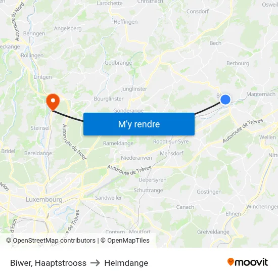 Biwer, Haaptstrooss to Helmdange map