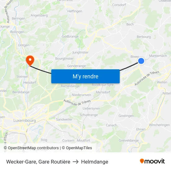 Wecker-Gare, Gare Routière to Helmdange map