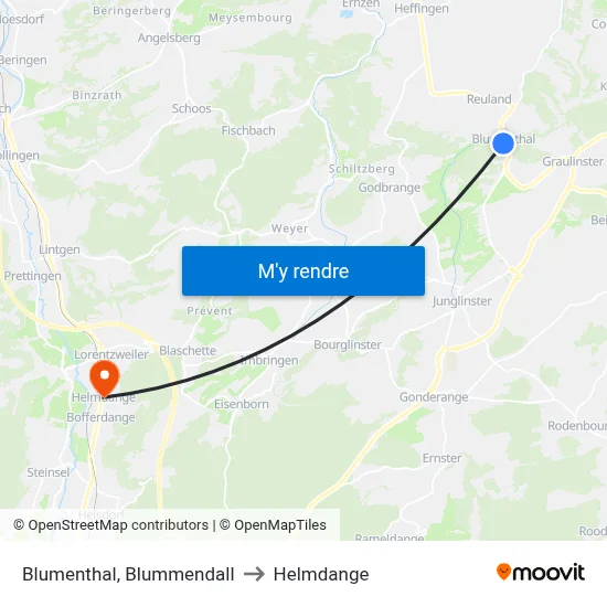 Blumenthal, Blummendall to Helmdange map