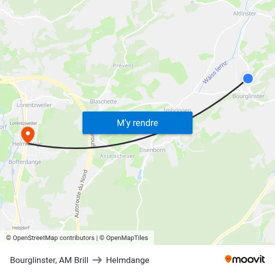Bourglinster, AM Brill to Helmdange map