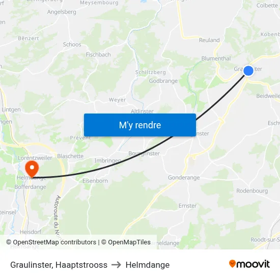 Graulinster, Haaptstrooss to Helmdange map