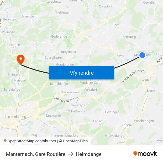 Manternach, Gare Routière to Helmdange map