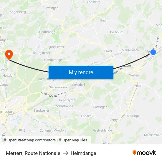 Mertert, Route Nationale to Helmdange map