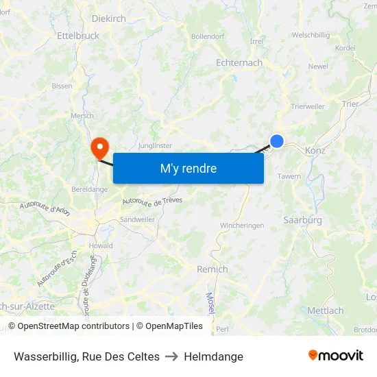 Wasserbillig, Rue Des Celtes to Helmdange map