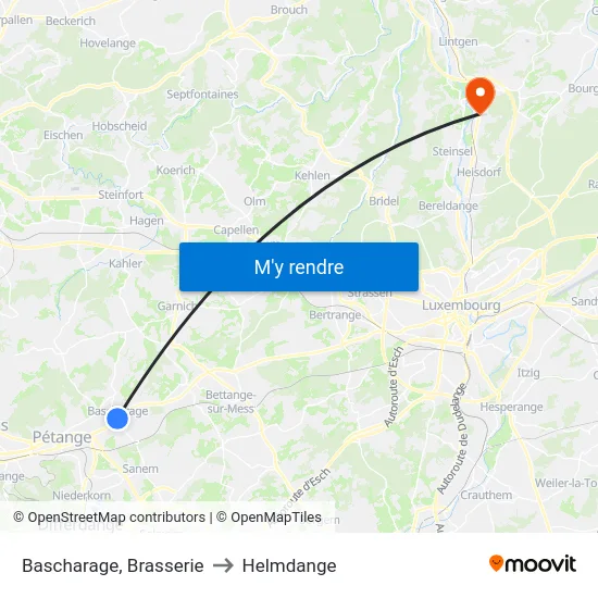 Bascharage, Brasserie to Helmdange map