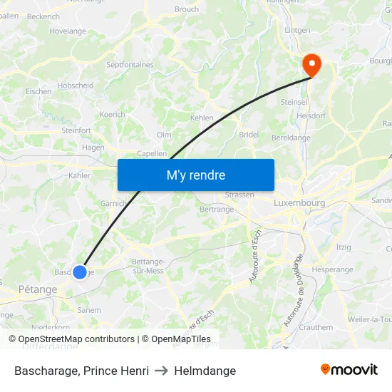 Bascharage, Prince Henri to Helmdange map