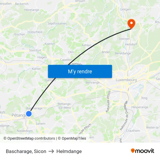 Bascharage, Sicon to Helmdange map