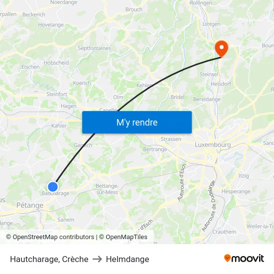 Hautcharage, Crèche to Helmdange map
