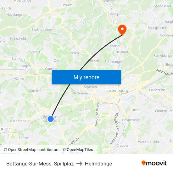 Bettange-Sur-Mess, Spillplaz to Helmdange map