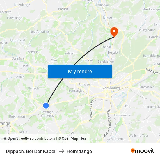 Dippach, Bei Der Kapell to Helmdange map