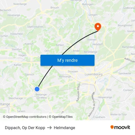 Dippach, Op Der Kopp to Helmdange map