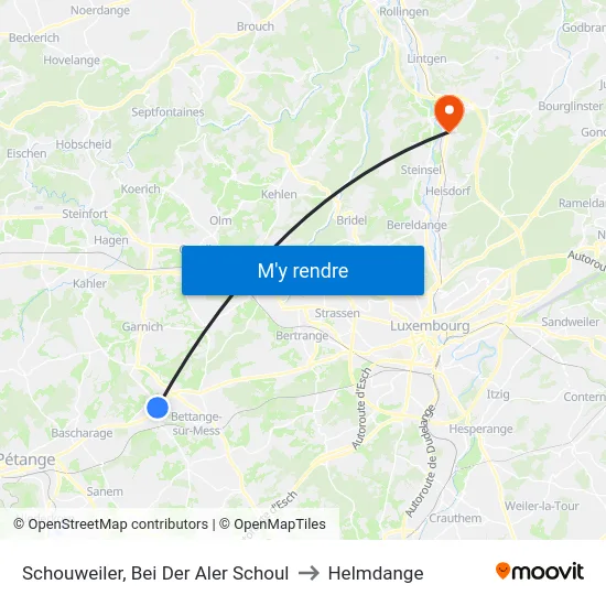 Schouweiler, Bei Der Aler Schoul to Helmdange map