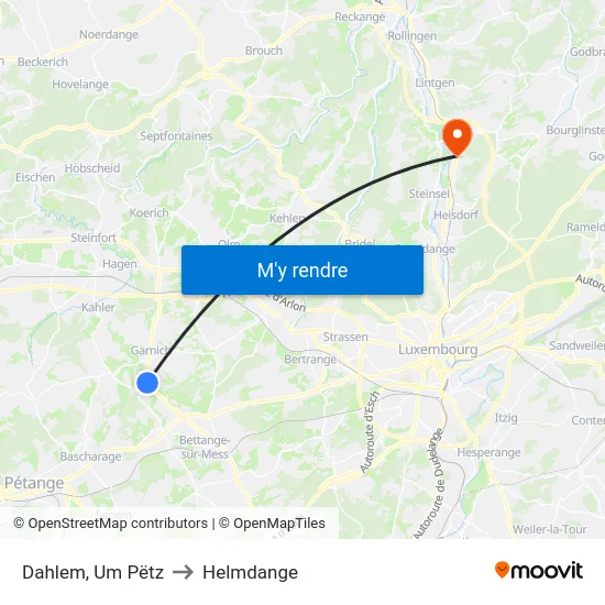 Dahlem, Um Pëtz to Helmdange map