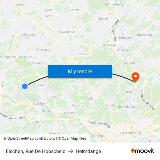 Eischen, Rue De Hobscheid to Helmdange map