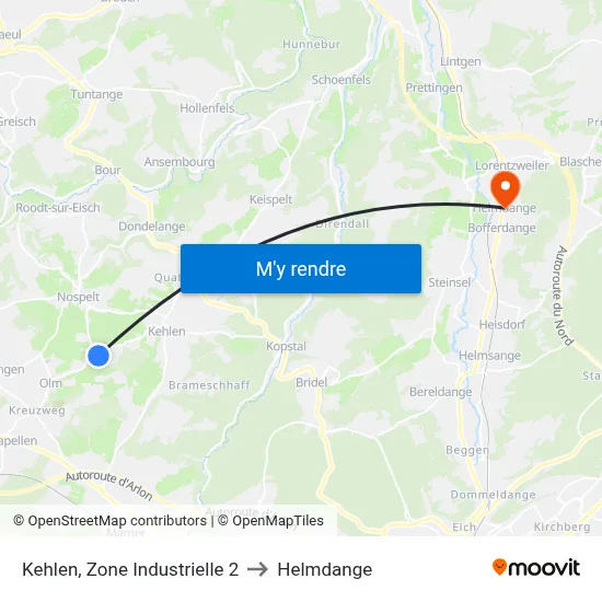 Kehlen, Zone Industrielle 2 to Helmdange map