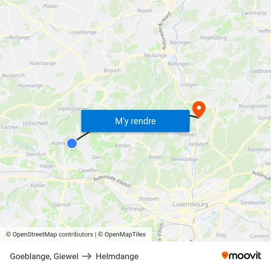 Goeblange, Giewel to Helmdange map