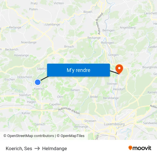 Koerich, Ses to Helmdange map