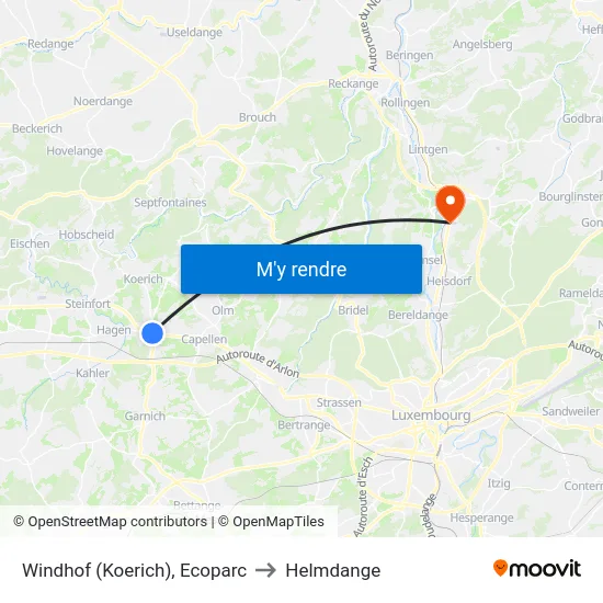 Windhof (Koerich), Ecoparc to Helmdange map