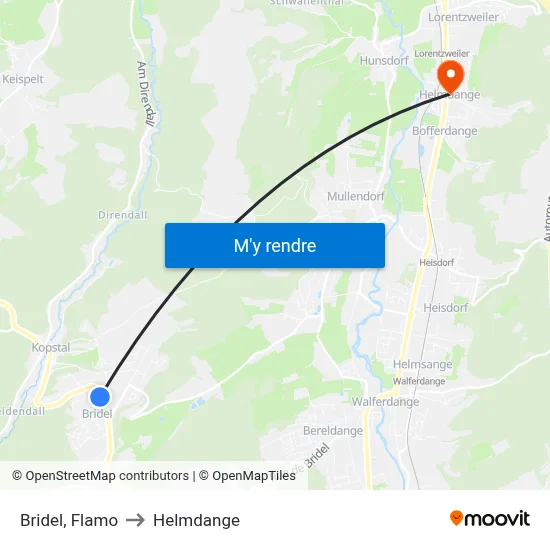 Bridel, Flamo to Helmdange map