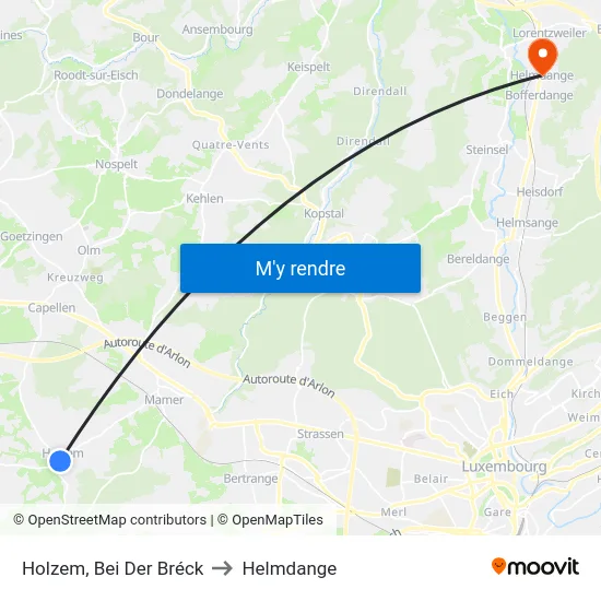 Holzem, Bei Der Bréck to Helmdange map