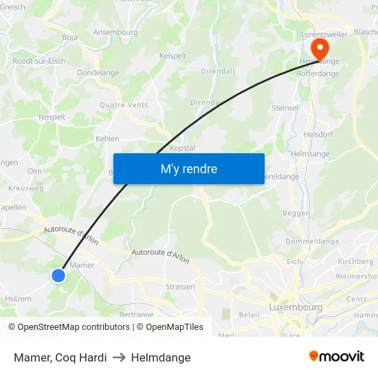 Mamer, Coq Hardi to Helmdange map