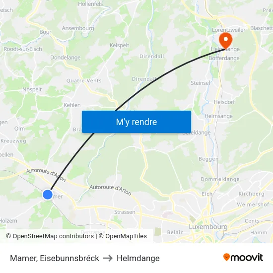 Mamer, Eisebunnsbréck to Helmdange map