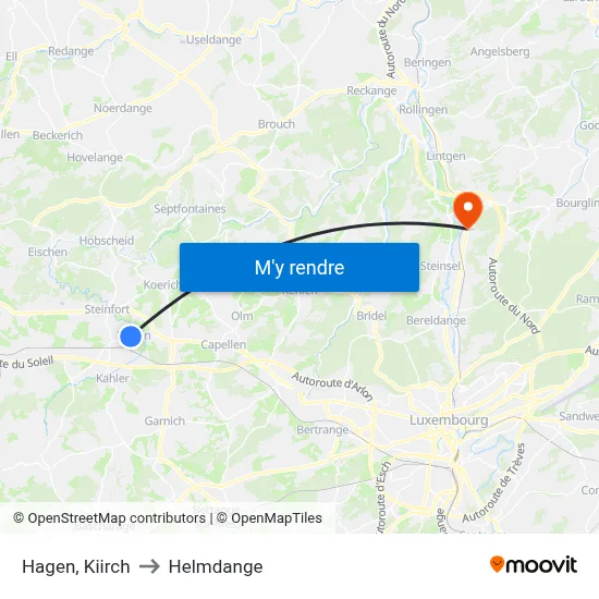 Hagen, Kiirch to Helmdange map