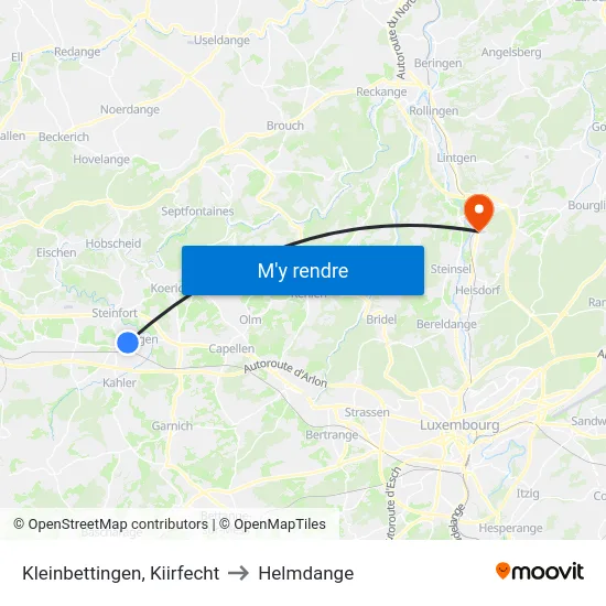 Kleinbettingen, Kiirfecht to Helmdange map