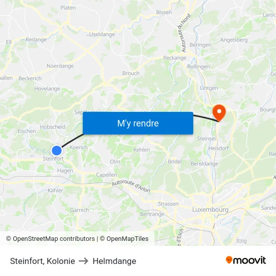 Steinfort, Kolonie to Helmdange map