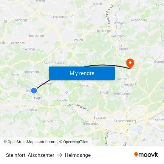 Steinfort, Äischzenter to Helmdange map