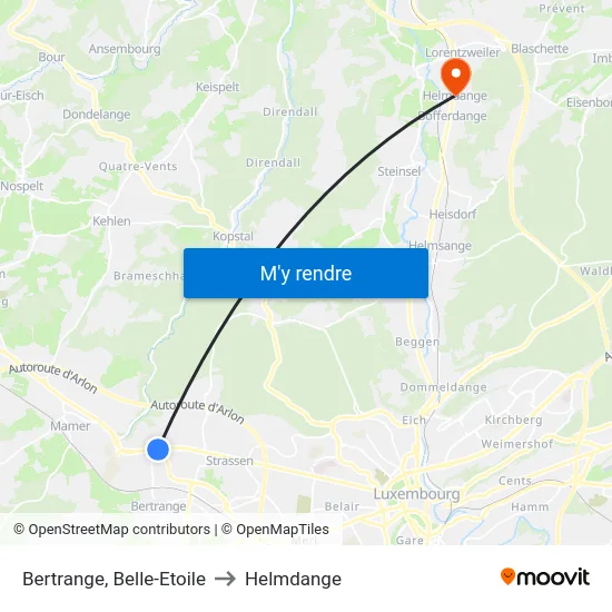 Bertrange, Belle-Etoile to Helmdange map