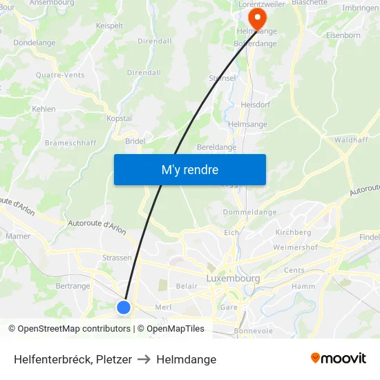 Helfenterbréck, Pletzer to Helmdange map