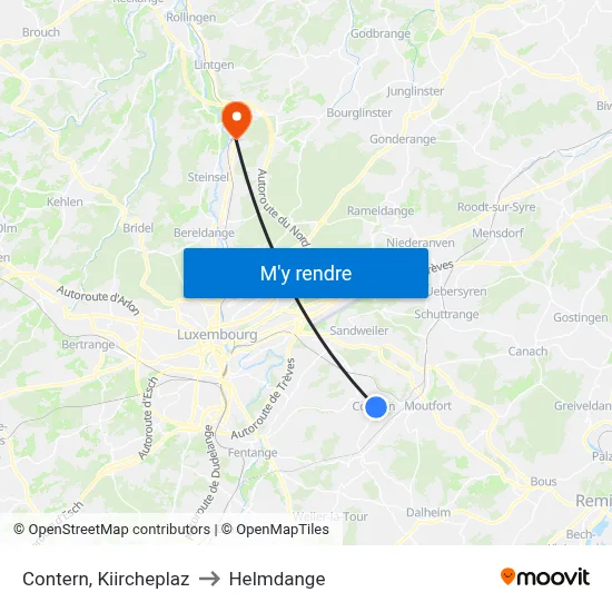 Contern, Kiircheplaz to Helmdange map