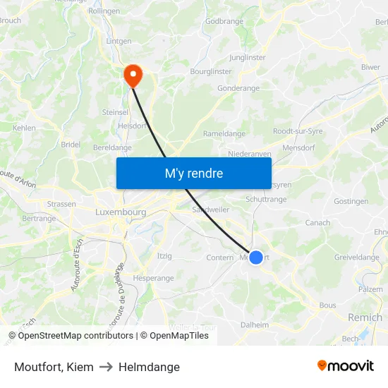Moutfort, Kiem to Helmdange map