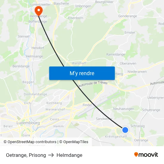 Oetrange, Prisong to Helmdange map